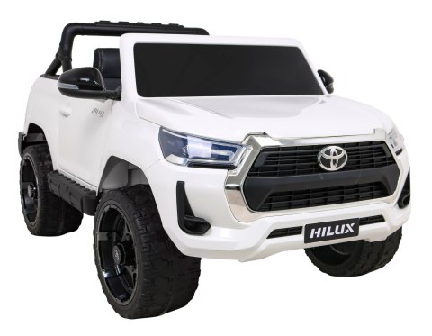 Toyota Hilux na akumulator dla dzieci Biały Pickup + Napęd 4x4 + Pilot + 2 bagażniki