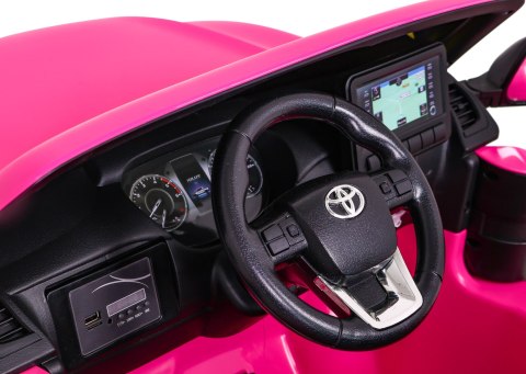 Toyota Hilux na akumulator dla dzieci, Różowy Pickup + Napęd 4x4 + Pilot