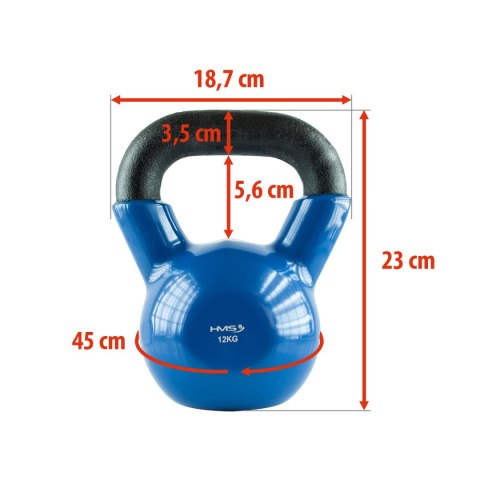 KNV12 BLUE KETTLEBELL ŻELIWNY POKRYTY WINYLEM HMS