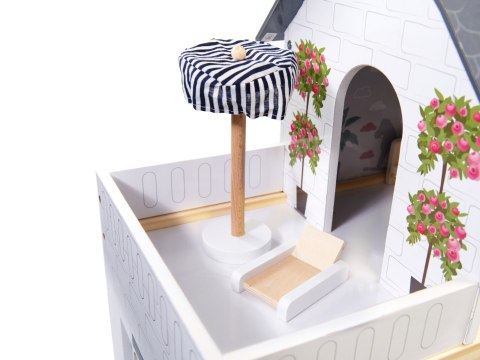 Domek dla lalek drewniany MDF mebelki 78cm czarny LED Domek dla lalek drewniany MDF mebelki 78cm czarny LED