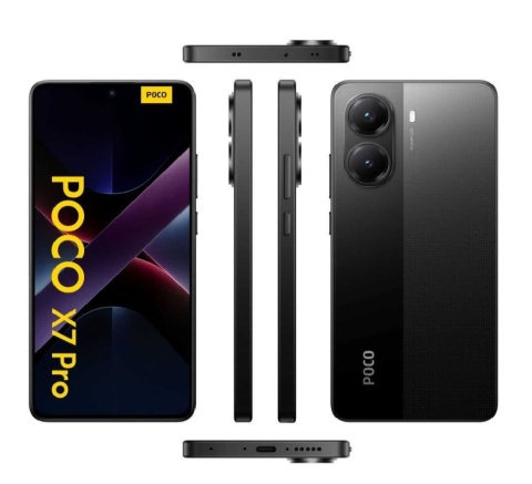 Tył czarnego POCO X7 Pro – stylowy wygląd i moduł aparatu z dwoma obiektywami