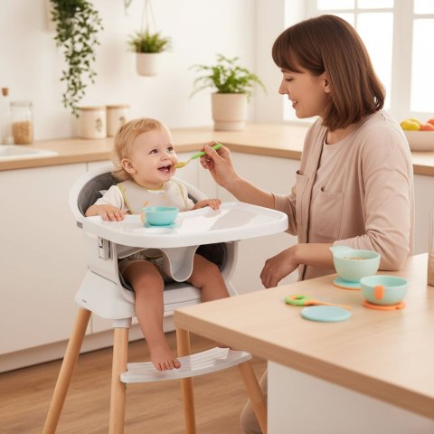 Fotelik krzesełko do karmienia dzieci 6w1 pikowane poszycie tacka szary ECOTOYS