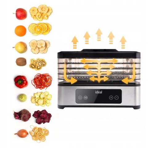 DUŻA Suszarka do grzybów owoców warzyw IDEAL INOX + termoobieg 400W + timer