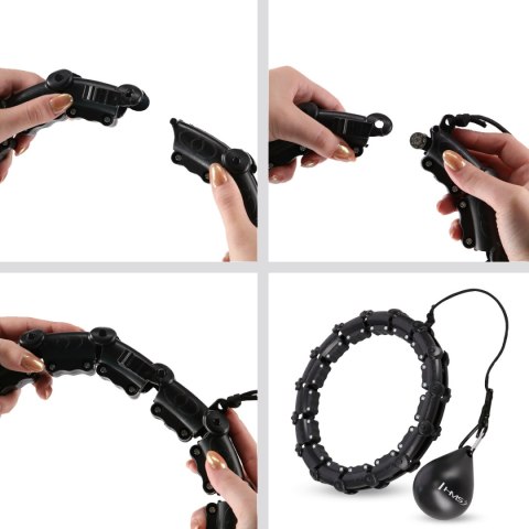 HHW02 HULA HOP BLACK Z WYPUSTKAMI I OBCIĄŻNIKIEM HMS