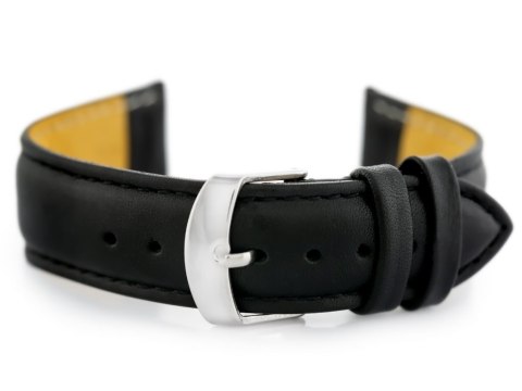 Pasek skórzany do zegarka W83L - czarny - 22mm