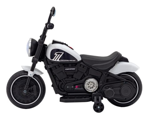 Motorek Chopper FASTER na akumulator dla dzieci Biały + Radio FM + Panel audio + LED