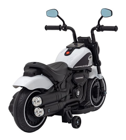 Motorek Chopper FASTER na akumulator dla dzieci Biały + Radio FM + Panel audio + LED