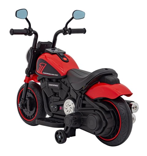 Motorek Chopper FASTER na akumulator dla dzieci Czerwony + Radio FM + Panel audio + LED