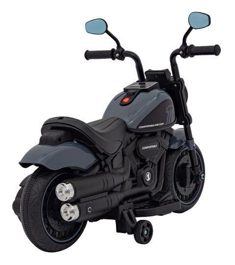 Motorek Chopper FASTER na akumulator dla dzieci Szary + Radio FM + Panel audio + LED