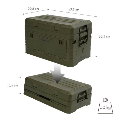 NCB4003 SKŁADANA SKRZYNIA KEMPINGOWA Z POKRYWĄ ZIELONA NILS CAMP