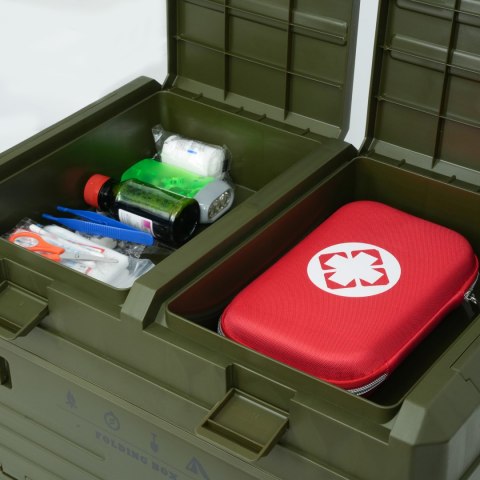 NCB4003 SKŁADANA SKRZYNIA KEMPINGOWA Z POKRYWĄ ZIELONA NILS CAMP