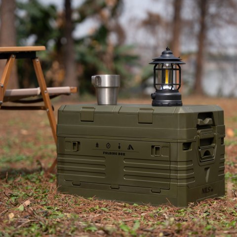 NCB4003 SKŁADANA SKRZYNIA KEMPINGOWA Z POKRYWĄ ZIELONA NILS CAMP