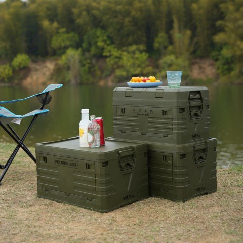 NCB4003 SKŁADANA SKRZYNIA KEMPINGOWA Z POKRYWĄ ZIELONA NILS CAMP