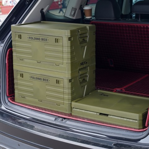 NCB4004 SKŁADANA SKRZYNIA KEMPINGOWA Z POKRYWĄ ZIELONA 50L NILS CAMP