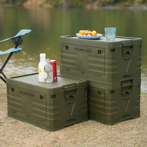 NCB4004 SKŁADANA SKRZYNIA KEMPINGOWA Z POKRYWĄ ZIELONA 50L NILS CAMP