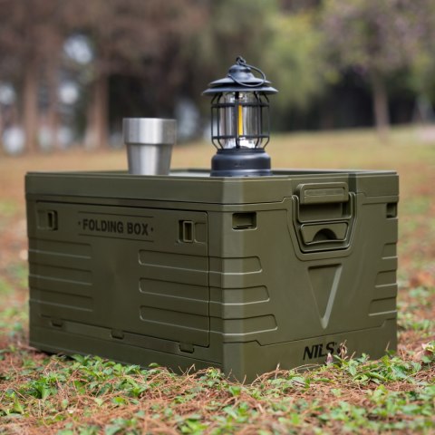 NCB4004 SKŁADANA SKRZYNIA KEMPINGOWA Z POKRYWĄ ZIELONA 50L NILS CAMP