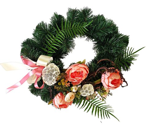 DEKORACJA GROBU WIĄZANKA STROIK WIANEK NA CMENTARZ 38cm