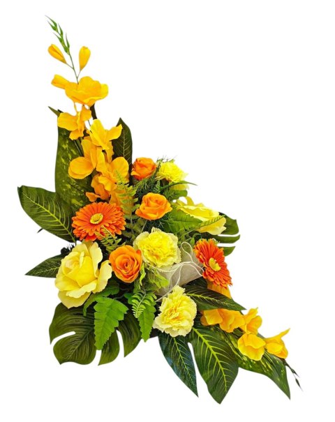 KLASYCZNY STROIK WIOSENNY NA CMENTARZ XL KWIATY NA GRÓB Z OBCIĄŻENIEM