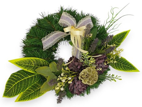 OKRĄGŁY STROIK WIĄZANKA WIANEK NA CMENTARZ DEKORACJA POD ZNICZ