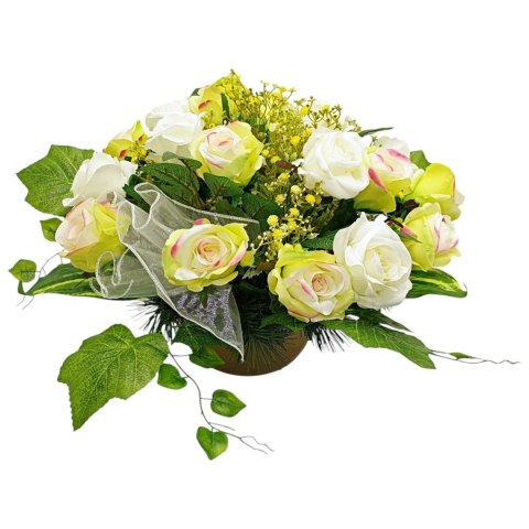 STROIK NA POMNIK KOMPOZYCJA KWIATOWA NA GRÓB DONICA Z OBCIĄŻENIEM