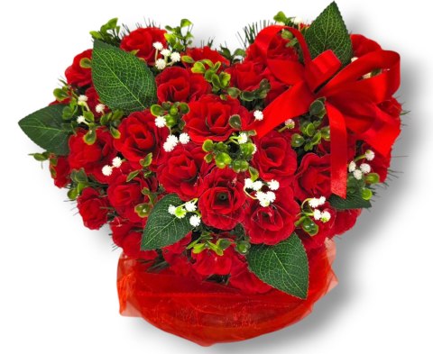 STROIK NA POMNIK KOMPOZYCJA KWIATOWA NA GRÓB SERCE