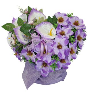 Serce stroik na cmentarz grób sztuczne kwiaty na wszystkich świętych