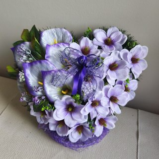 Serce stroik na cmentarz grób sztuczne kwiaty na wszystkich świętych