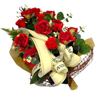 WIĄZANKA POGRZEBOWA XL WIENIEC CZERWONE RÓŻE + WŁASNY NAPIS + wysyłka 24h