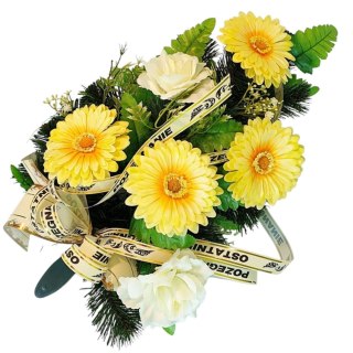 WIENIEC POGRZEBOWY WIĄZANKA STROIK NA GRÓB CMENTARZ + WŁASNY NAPIS NA SZARFIE