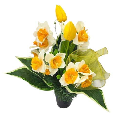 WIOSENNY BUKIET WKŁAD DO WAZONU TULIPANY ŻONKILE KWIATY NA CMENTARZ GRÓB POMNIK