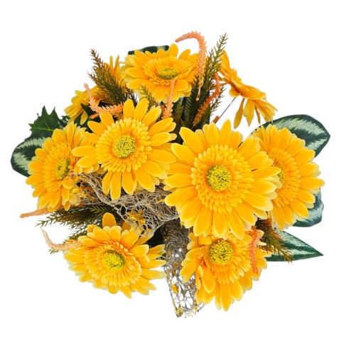 WIOSENNY STROIK NA CMENTARZ KWIATY GERBERY NA GRÓB POMNIK Z OBCIĄŻENIEM