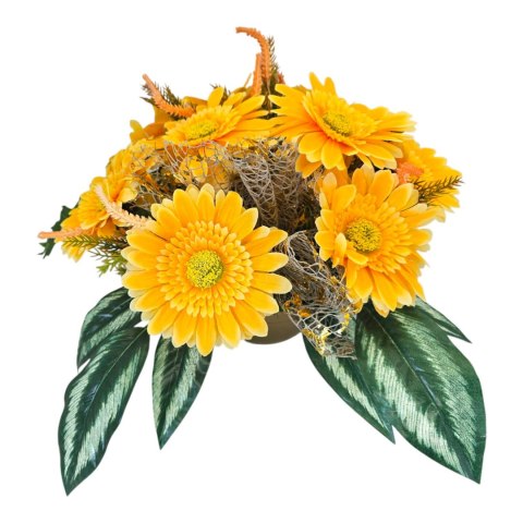 WIOSENNY STROIK NA CMENTARZ KWIATY GERBERY NA GRÓB POMNIK Z OBCIĄŻENIEM