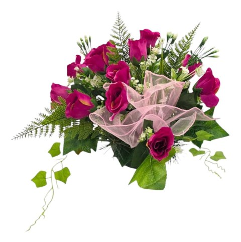 WIOSENNY STROIK NA CMENTARZ KWIATY NA GRÓB POMNIK MISA Z OBCIĄŻENIEM RÓŻE