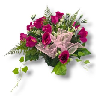 WIOSENNY STROIK NA CMENTARZ KWIATY NA GRÓB POMNIK MISA Z OBCIĄŻENIEM RÓŻE