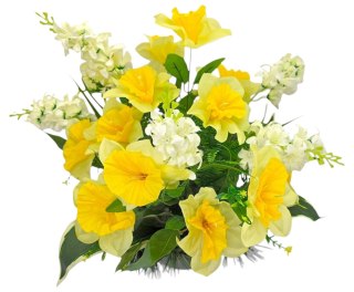 WIOSENNY STROIK NA CMENTARZ KWIATY NA GRÓB POMNIK MISA Z OBCIĄŻENIEM ŻONKILE