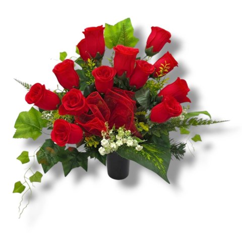 BUKIET RÓŻ WKŁAD DO WAZONU KWIATY NA CMENTARZ GRÓB POMNIK KOMPOZYCJA KWIATOWA