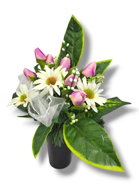 BUKIET WKŁAD DO WAZONU KWIATY NA CMENTARZ GRÓB POMNIK WZÓR WIOSENNY