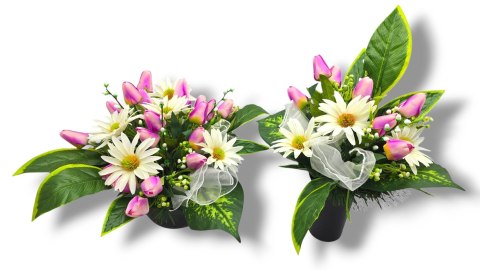 BUKIET WKŁAD DO WAZONU KWIATY NA CMENTARZ GRÓB POMNIK WZÓR WIOSENNY