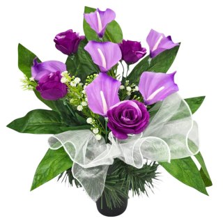 BUKIET WKŁAD DO WAZONU KWIATY STROIK NA CMENTARZ GRÓB POMNIK