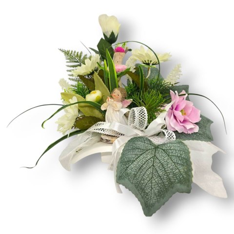 MAŁY STROIK Z ANIOŁKIEM NA CMENTARZ KWIATY NA GRÓB POMNIK GROBEK DZIECKA