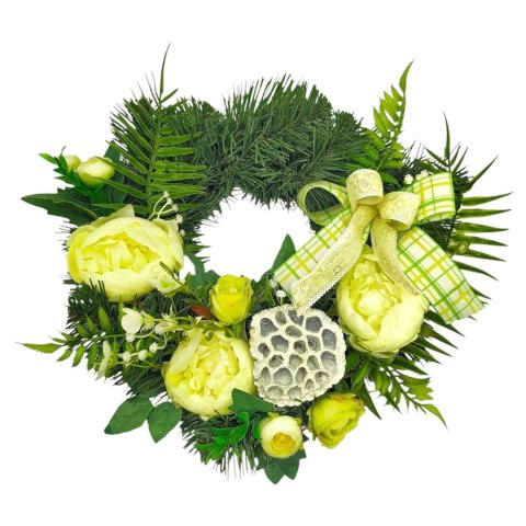 OKRĄGŁY STROIK WIĄZANKA WIANEK NA CMENTARZ DEKORACJA POD ZNICZ