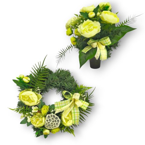 OKRĄGŁY STROIK WIĄZANKA WIANEK NA CMENTARZ DEKORACJA POD ZNICZ