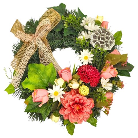 OKRĄGŁY WIANEK STROIK WIĄZANKA NA CMENTARZ DEKORACJA POD ZNICZ