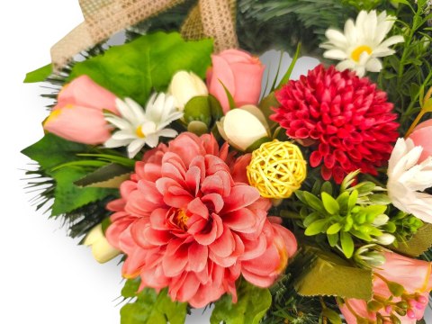 OKRĄGŁY WIANEK STROIK WIĄZANKA NA CMENTARZ DEKORACJA POD ZNICZ