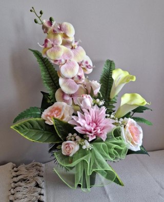 PREMIUM BUKIET ZE STORCZYKIEM WKŁAD DO WAZONU KWIATY NA CMENTARZ GRÓB POMNIK