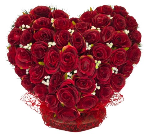 PRZEPIĘKNE DUŻE SERCE XL Z CZERWONYCH RÓŻ NA CMENTARZ WSZYSTKICH ŚWIĘTYCH