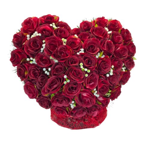 PRZEPIĘKNE DUŻE SERCE XL Z CZERWONYCH RÓŻ NA CMENTARZ WSZYSTKICH ŚWIĘTYCH