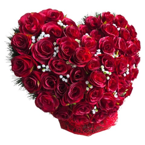 PRZEPIĘKNE DUŻE SERCE XL Z CZERWONYCH RÓŻ NA CMENTARZ WSZYSTKICH ŚWIĘTYCH