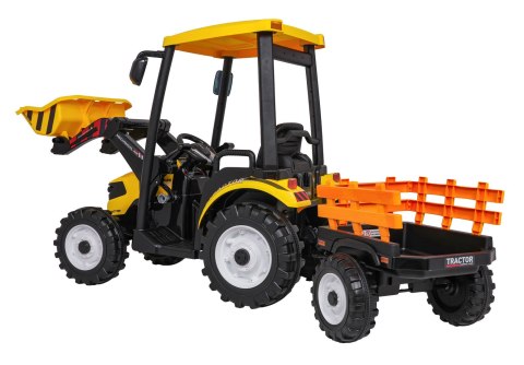 Pojazd MEGA Traktor D68 Z Przyczepką Żółty Pojazd MEGA Traktor D68 Z Przyczepką Żółty