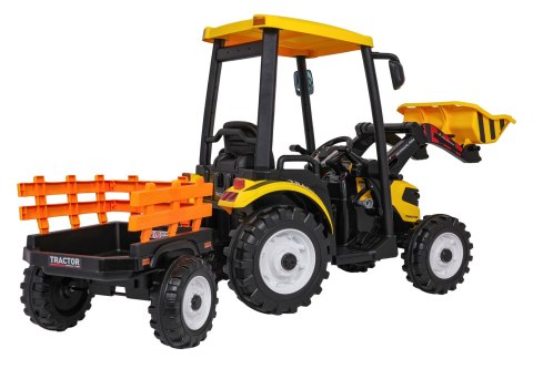 Pojazd MEGA Traktor D68 Z Przyczepką Żółty Pojazd MEGA Traktor D68 Z Przyczepką Żółty
